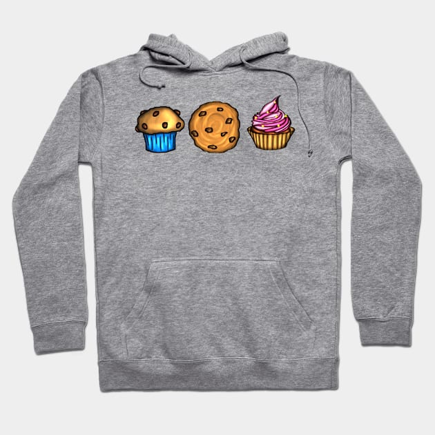 Muffin, Chocolate Cookie, sparkle Cupcake Hoodie by emyzingdesignz